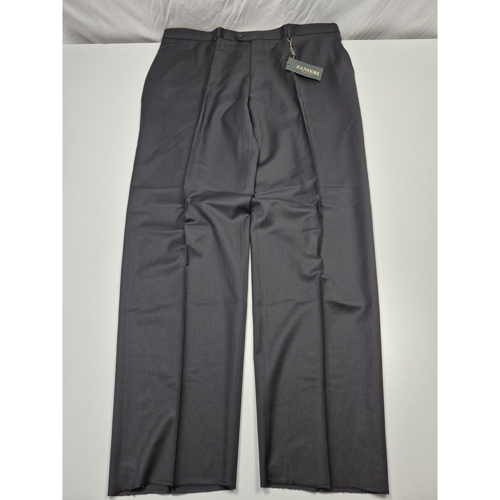 Zanieri Dress Pants Mens 40x36 Gray Wool Pleated Straight Unhemmed Italy NWT